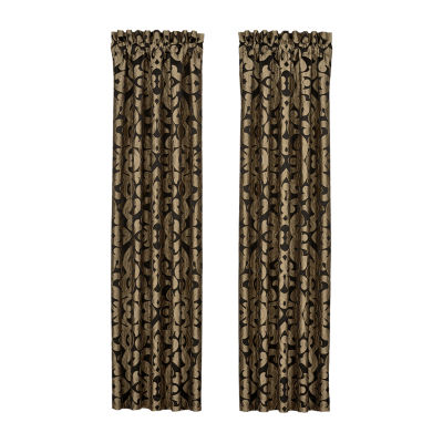 Queen Street La Grande Onyx Rod Pocket Blackout Set of 2 Curtain Panel