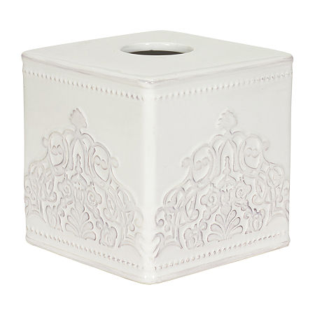 Queen Street Leanna Tissue Box Cover, One Size, White