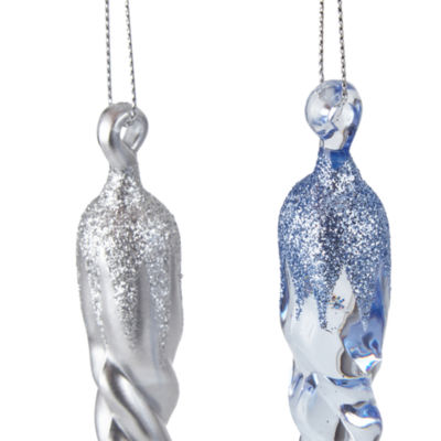 North Pole Trading Co. Icicle With Glitter Top Set 2-pc. Christmas Ornament