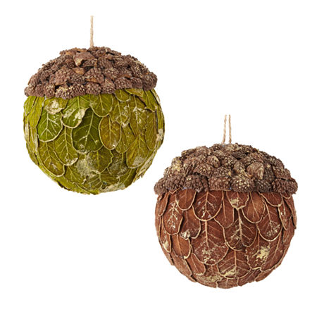 North Pole Trading Co. Leaf Ball Set 2-pc. Christmas Ornament, One Size, Green