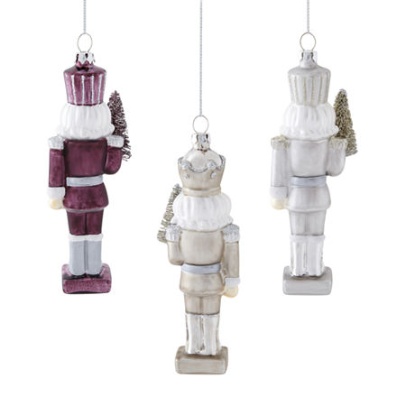 North Pole Trading Co. Nutcrackers With Trees Set 3-pc. Christmas Ornament, One Size, Silver