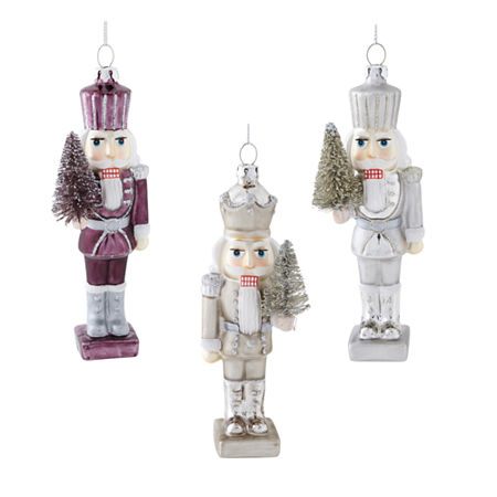 North Pole Trading Co. Nutcrackers With Trees Set 3-pc. Christmas Ornament, One Size, Silver