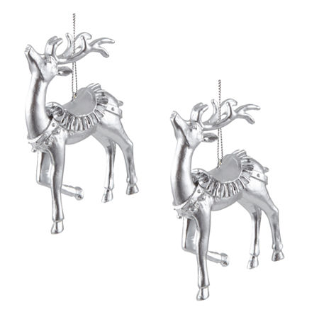 North Pole Trading Co. Silver Reindeer Set 2-pc. Christmas Ornament, One Size, Silver