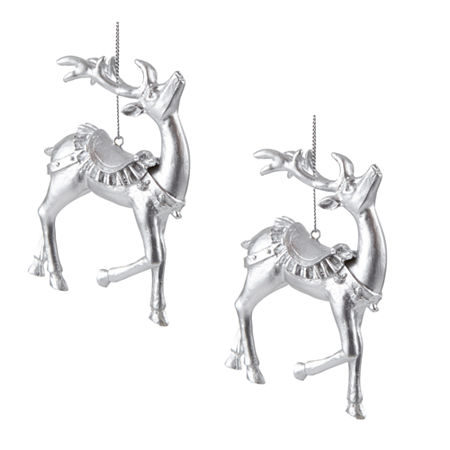 North Pole Trading Co. Silver Reindeer Set 2-pc. Christmas Ornament, One Size, Silver