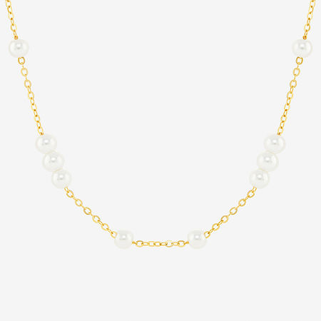 Silver Reflections Womens 18k Gold Over Brass 18 Inch Cable Chain Necklace In Transparent