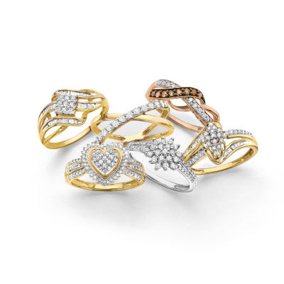 (G-H / I1-I2) Womens 1/3 CT.T.W. Lab-Grown Diamond 10K Gold Heart Halo Cocktail Ring