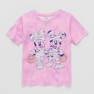 Disney Collection Little & Big Kid Girls Round Neck Short Sleeve Regular Fit Mickey Mouse Graphic T-Shirt