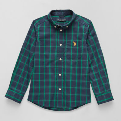 U.S. Polo Assn. Little & Big Kid Boys Long Sleeve Regular Fit Embroidered Button-Down Shirt