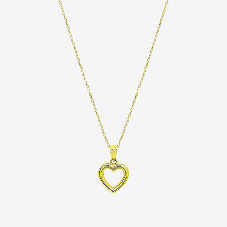 Womens 10K Gold Heart 18 Inch Pendant Necklace, One Size, Yellow