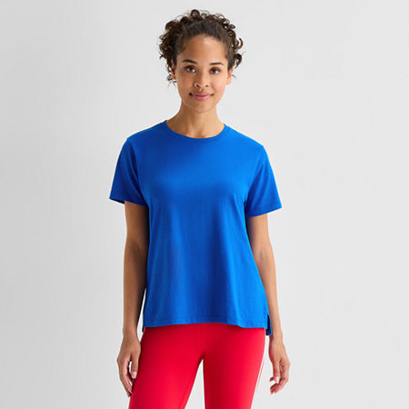 Xersion Womens Cotton Crew Neck Short Sleeve T-Shirt, Medium, Blue