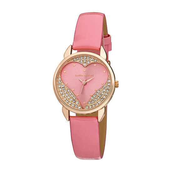 Laura Ashley Womens Crystal Accent Pink Strap Watch La31082pk