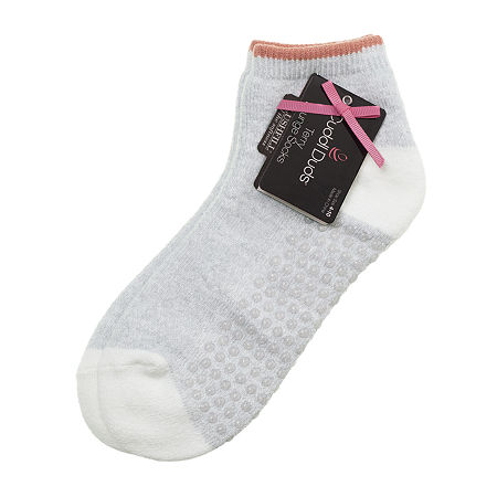 Cuddl Duds Gripper 1 Pair Crew Socks Womens, 9-11 , Beige