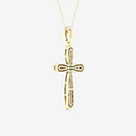 Mens 3/4 CT. T.W. Genuine Green Emerald 10K Gold Cross Pendant Necklace