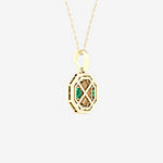Octagon Mens 1/5 CT. T.W. Genuine Green Emerald 10K Gold Pendant Necklace