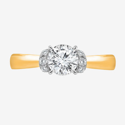 (I / I1) Womens 2 CT. T.W. Lab Grown White Diamond 10K Gold or 14K Gold Round Side Stone Engagement Ring