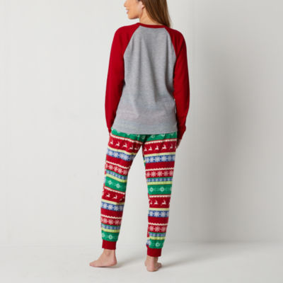 North Pole Trading Co. Snowflake Fairisle Family Womens Crew Neck Long Sleeve 2-pc. Matching Family Pant Pajama Set