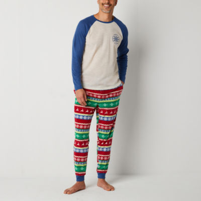 North Pole Trading Co. Santa'S Helpers Family Mens Crew Neck Long Sleeve 2- pc. Pant Pajama Set