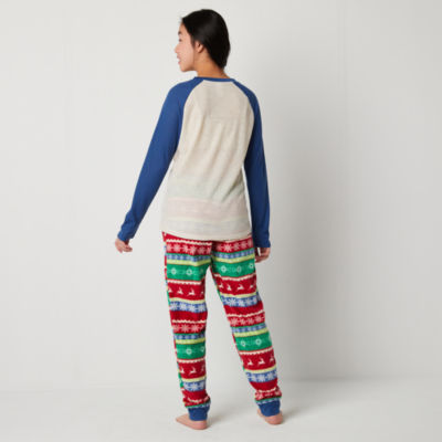 North Pole Trading Co. Snowflake Fairisle Unisex Kids Crew Neck Long Sleeve 2-pc. Pant Pajama Set