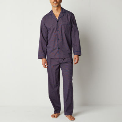 Stafford Mens Long Sleeve 2-pc. Pant Pajama Set