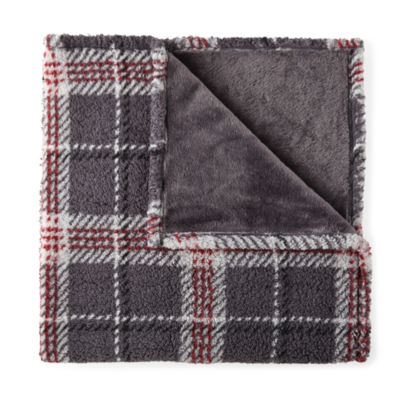 Nordic Lights Plaid Sherpa Reversible Throw