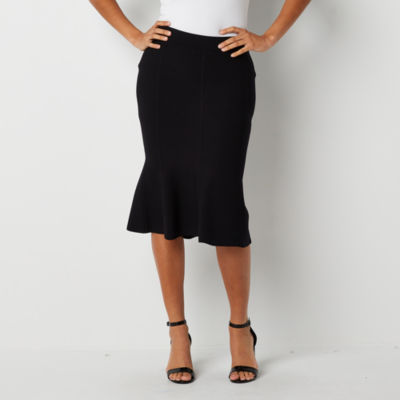 Bold Elements Womens Mid Rise Midi Flared Skirt, Color Black JCPenney