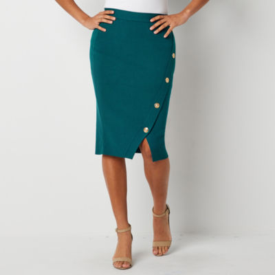 Bold Elements Womens Mid Rise Pencil Skirt, Color Tahoe Teal JCPenney