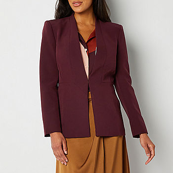 Worthington Womens Regular Fit Blazer, Color: Bold Burgundy - JCPenney