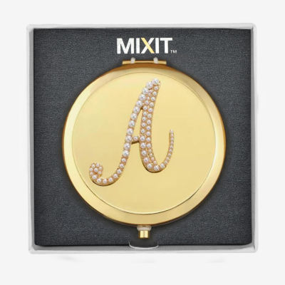 Mixit Gold Tone Initial Compact Mirror