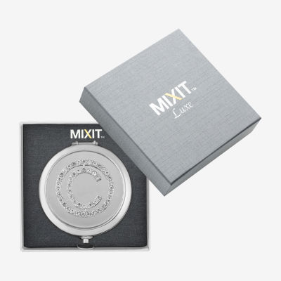 Mixit Silver Tone Pave Initial Mirrored Compact Mirrors