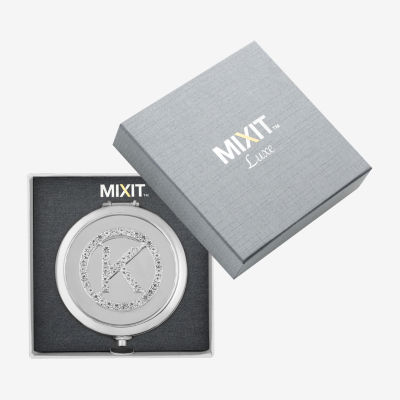 Mixit Silver Tone Pave Initial Silver Tone Mirrored Compact Mirror