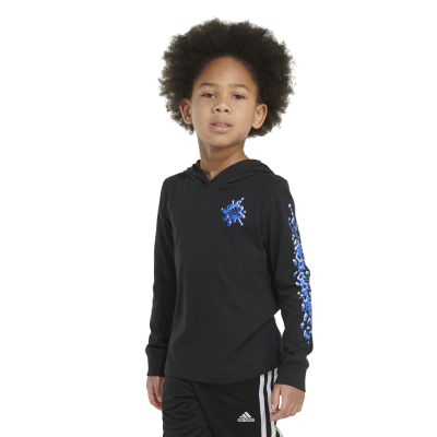 adidas Little Boys Hooded Long Sleeve T-Shirt