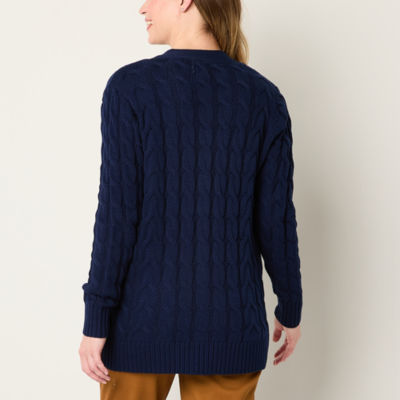 St. John's Bay Womens Long Sleeve Open Front Cardigan at