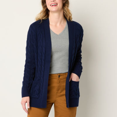 St. John's Bay Womens Long Sleeve Open Front Cardigan