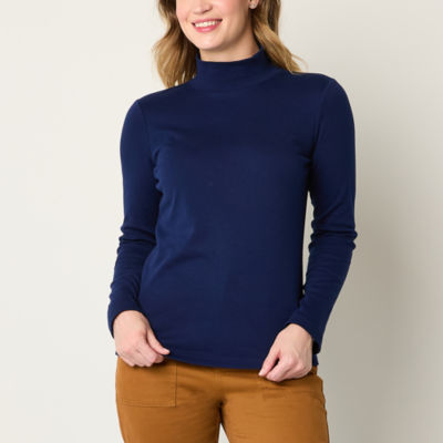 St. John's Bay Womens Mock Neck Long Sleeve T-Shirt