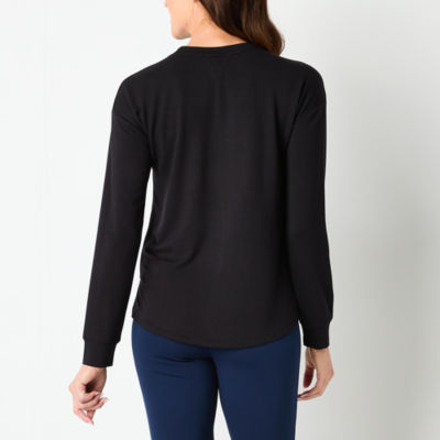 Liz Claiborne Womens Crew Neck Long Sleeve Blouse