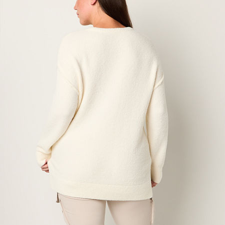 Stylus Womens Crew Neck Long Sleeve Pullover Sweater, Medium, Beige