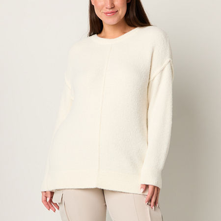 Stylus Womens Crew Neck Long Sleeve Pullover Sweater, Medium, Beige