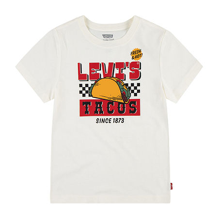 Levi's Little Boys Crew Neck Short Sleeve Graphic T-Shirt, 4, White