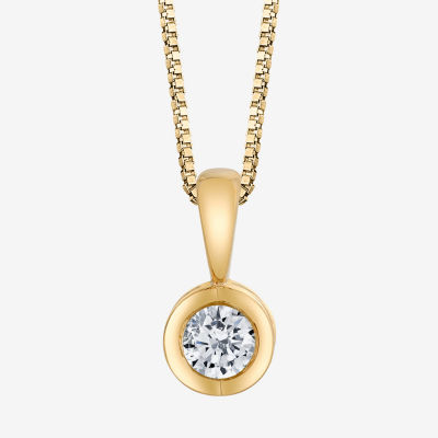 Womens 1/10 CT. T.W. Mined White Diamond 14K Gold Circle Pendant Necklace