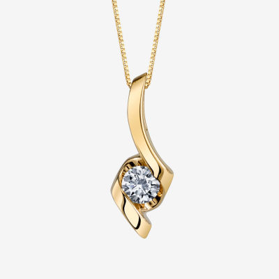 Womens Diamond Accent Mined White Diamond 14K Gold Pendant Necklace