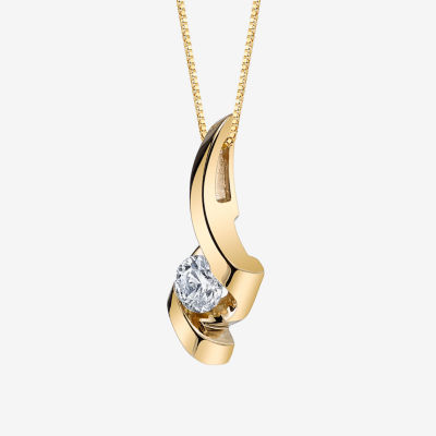 Womens Diamond Accent Natural White Diamond 14K Gold Pendant Necklace