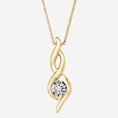 Womens 1/ CT. T.W. Mined White Diamond 14K Gold Pendant Necklace