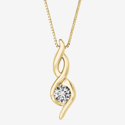 Womens 1/8 CT. Natural White Diamond 14K Gold 18 Inch Pendant Necklace