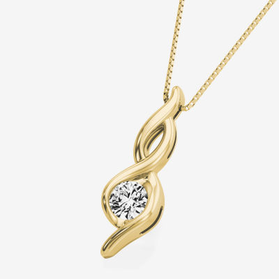 Womens 1/ CT. T.W. Natural White Diamond 14K Gold Pendant Necklace