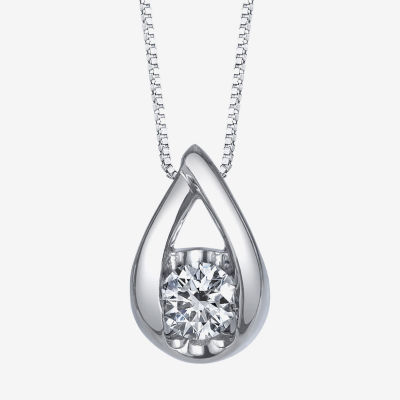 Womens 1/10 CT. T.W. Natural White Diamond 14K White Gold Pendant Necklace