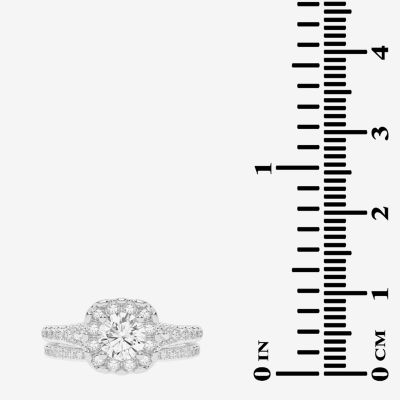 1 CT.T.W. (G / VS2-SI1) Lab-Grown Diamond Cushion Halo Wedding Engagement Ring in 10K Gold