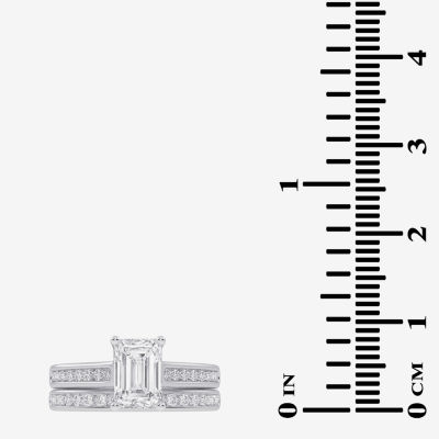 (G / Vs2-Si1) Womens 1 1/2 CT. T.W. Lab Grown White Diamond 10K Gold Side Stone Bridal Set