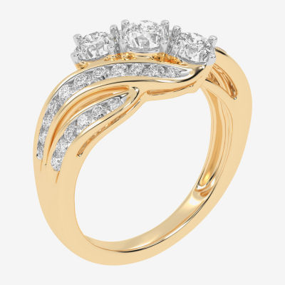 Love Lives Forever (G / Vs2-Si1) Womens 1 1/2 CT. T.W. Lab Grown White Diamond 10K Gold Side Stone 3-Stone Engagement Ring