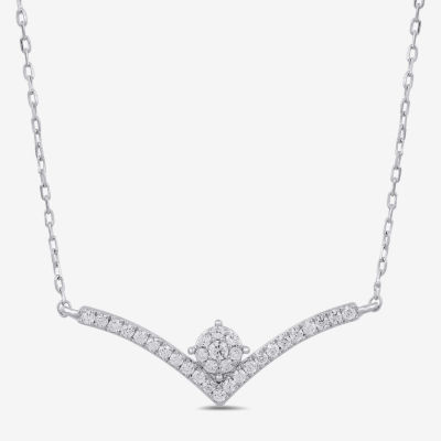 Diamond Blossom Womens 1/4 CT. T.W. Lab Grown White Diamond Sterling Silver Chevron Necklaces