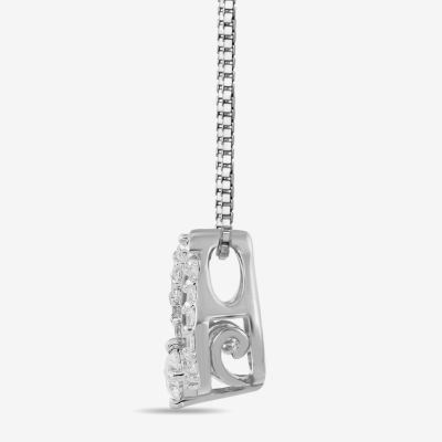 (I1-I2/ H) Womens 1/6 CT. T.W. Lab Grown White Diamond Sterling Silver Pear Pendant Necklace